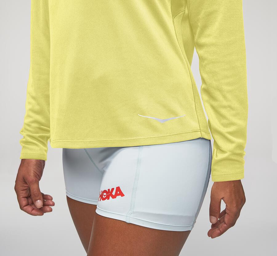 Hoka One One Performance Lång Sleeve Top Dam - Gula - BCDEL-7659